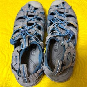 Keen womens Size 6.5 Gray & Blue waterproof excellent condition Sandals